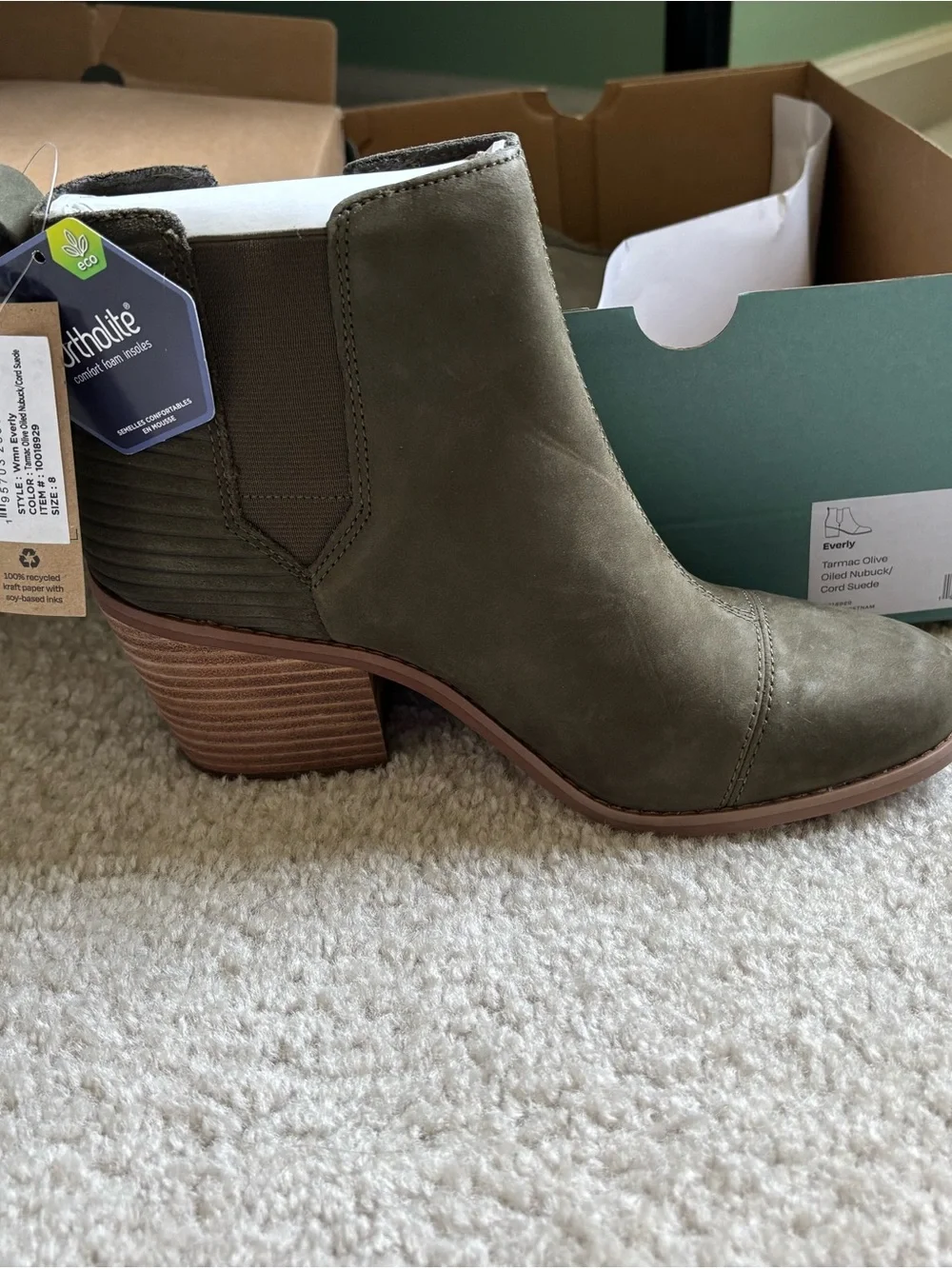 Toms Olive Nubuck Chelsea Ankle Booties